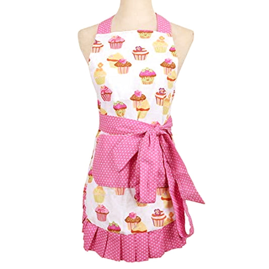 G2PLUS Lovely Women's Cooking Apron, Cooking Aprons for Women, Cake Kitchen Aprons with Pocket, Large Cotton Baking Aprons for Mom Wife Girls