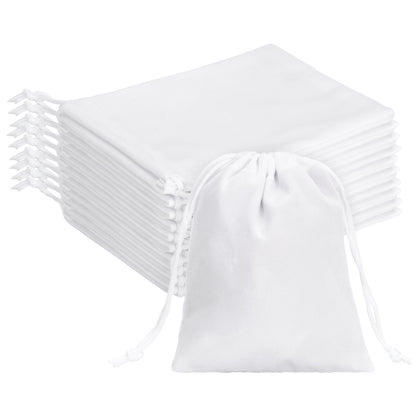 G2PLUS 20PCS White Velvet Drawstring Bags - 4.7x6 In Small Velvet Jewelry Pouches, Christmas Gift Bags for Candy, Birthday, Wedding Party Favors