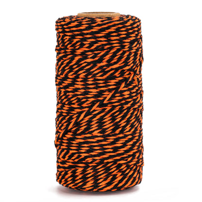 G2PLUS Black Orange Cotton Twine - 2MM 328ft Baker's Twine, Orange and Black Gift Wrapping String for DIY Crafts, Halloween Party Decorations, Treat Bags