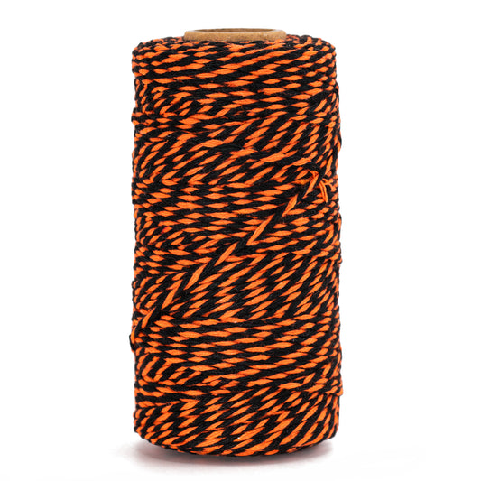 G2PLUS Black Orange Cotton Twine - 2MM 328ft Baker's Twine, Orange and Black Gift Wrapping String for DIY Crafts, Halloween Party Decorations, Treat Bags