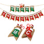 G2PLUS Merry Christmas Burlap Bunting Banner, Burlap Merry Christmas Banner with Christmas Stockings, Rustic Christmas Garland with 14 Flag Pennants, Christmas Hessian Bunting for Xmas Decoration