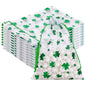 G2PLUS 50PCS St.Patrick's Day Gift Bags Organza 5x7in, Green Foil Shamrock Sheer Mesh Organza Pouches with Drawstring for St.Patrick's Day Party Favors, Candy Gift Bags & Wedding Favors