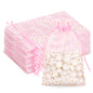 G2PLUS 30Pcs Pink Organza Bags - 4x6 In Sheer Mesh Jewelry Pouches, Daisy Drawstring Organza Bags for Wedding, Baby Shower, Party Favors, Christmas