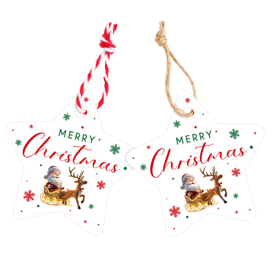 G2PLUS Christmas Star Gift Tags - 100Pcs Merry Christmas Tags with String, 2.4in White Paper Holiday Stars Tag for Gift Wrapping, Party Favors, DIY Crafts, Xmas Tree Decoration