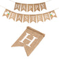 G2PLUS Burlap Happy Easter Bunting Banner, Hessian Banner with White Happy Easter Letter, Burlap Happy Easter Bunting with Rabbit, Burlap Easter Decorations for Easter Party Decor