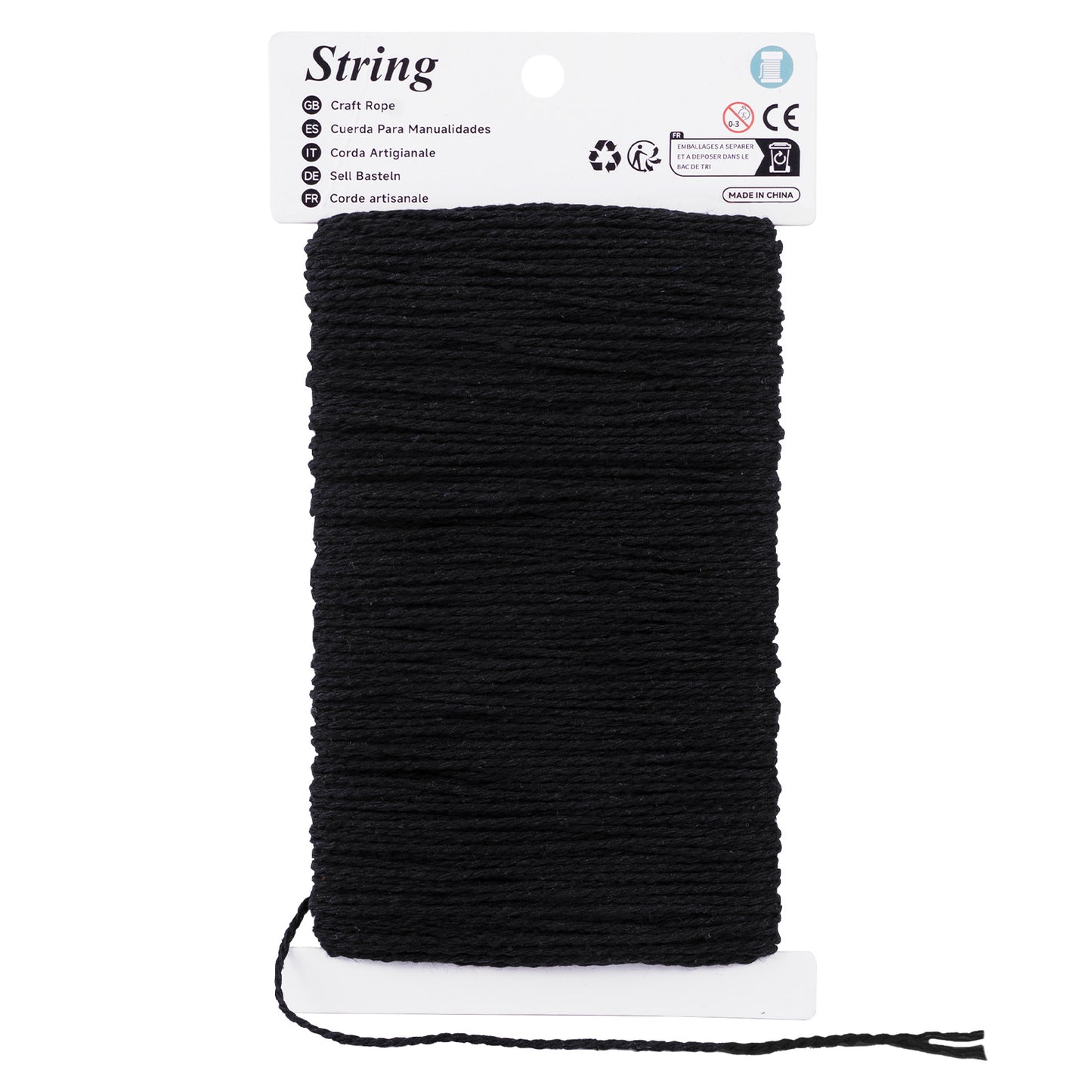 G2PLUS Black Cotton Twine - 2mm 164Ft Crafts String Cotton Rope for Butchers, Gift Wrapping, DIY Crafts, Decorations & Small Business Packaging