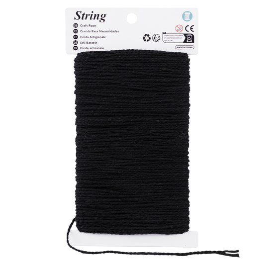 G2PLUS Black Cotton Twine - 2mm 164Ft Crafts String Cotton Rope for Butchers, Gift Wrapping, DIY Crafts, Decorations & Small Business Packaging