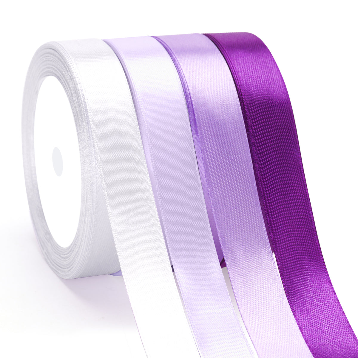 G2PLUS Purple Satin Ribbon for Gift Wrapping, 4 Rolls, 20mm x 22m 88m Total Gift Wrapping Ribbon, Ribbon for Weddings, Baby Showers, DIY Crafts ,Party Decor, Bows, Bouquet Wrapping