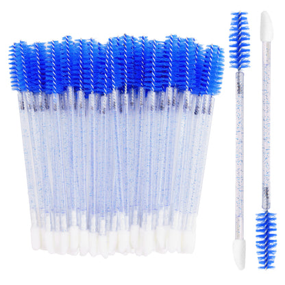 G2PLUS 100pcs Eyelash Lip Brush, Dual Ended Eyelash Extension Brush, Blue Mascara Wands and Lipstick Applicator, Portable Makeup Brush for Eyebrow, Lip Makeup and Travel Use