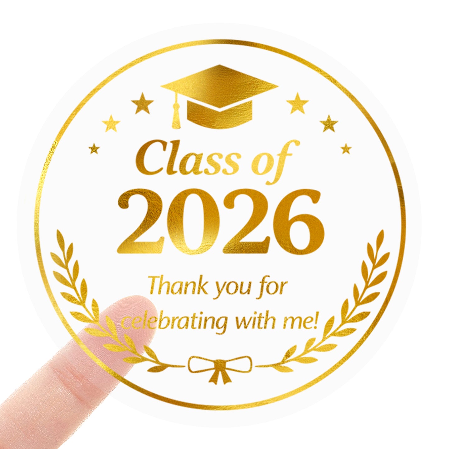 G2PLUS Graduation Thank You Stickers - 120Pcs Class of 2026 Stickers 1.6in Gold Foil Graduation Gift Labels Transparent Envelope Seal Sticker for Congrats Grad Invitation and Grad Party Favors