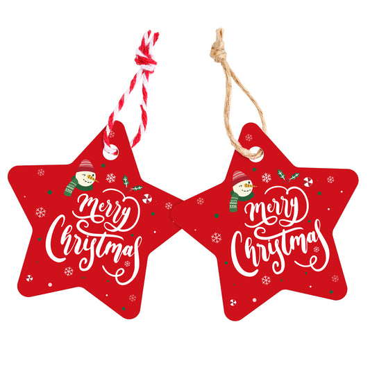 G2PLUS Christmas Star Gift Tags - 100Pcs Merry Christmas Tags with String, 2.4in Red Star Paper Tag for Gift Wrapping, DIY Crafts, Xmas Tree Decoration, Holiday Party Favors