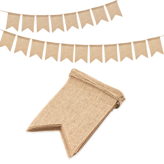 G2PLUS Hessian Bunting Banner, 15PCS DIY Blank Burlap Bunting Garland - Natural Rustic Linen Bunting - 13x18CM Hessian Garlands for Rustic Wedding Birthday Party Baby Shower Decoration