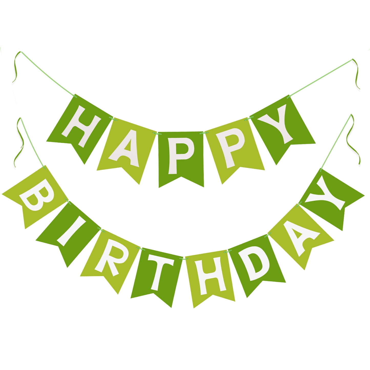 G2PLUS Pre-strung Happy Birthday Banner Green, Large Happy Birthday Paper Bunting, No-DIY Birthday Banner for Boys and Girls Birthday Party Decorations
