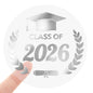 G2PLUS Graduation Stickers - 120Pcs Class of 2026 Stickers 1.6in Silver Foil Graduation Cap Stickers Transparent Envelope Seal Sticker for Congrats Grad Invitation and Grad Party Favors