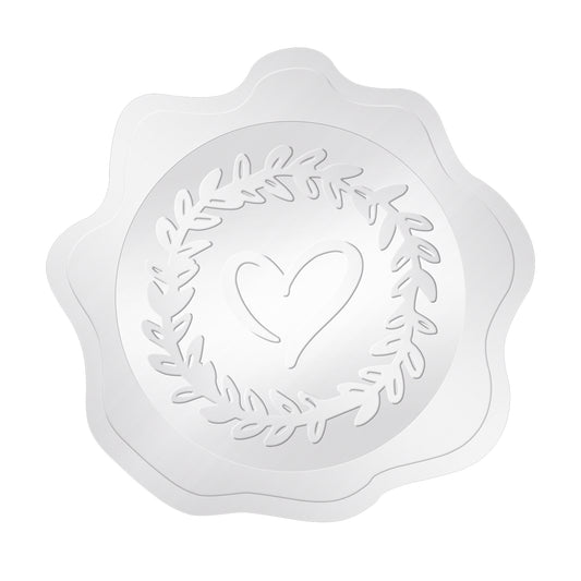 G2PLUS 300PCS Silver Embossed Stickers, Heart Envelope Seals Stickers, Silver Embossed Wax Seal Looking Heart Envelope Seals, Silver Foil Heart and Garland Stickers for Wedding, Birthday Party Favors