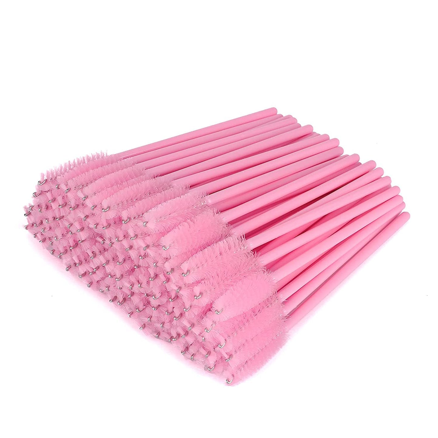 G2PLUS 100 PCS Pink Eyelash Brushes Spoolies - Eyebrow Spoolie Brushes -Disposable Mascara Wands - Eyelash Extension Brushes for Extensions