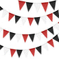 G2PLUS Pre-Strung Burlap Pennant Banner, 39Ft Black Red White Triangle Flag Bunting, Waterproof Reusable Pennant Banner Bunting Garland for Graduation Party, Sports Theme, Indoor Outdoor Decorations