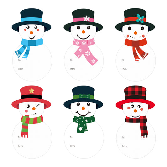 G2PLUS Snowmen Christmas Labels Stickers, 120PCS Christmas Name Labels for Presents, White Sticky Xmas Present Gift Labels, Self Adhesive Present Stickers for Kids Presents