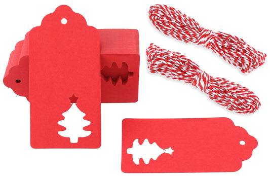 G2PLUS Red Gift Tags with Heart, 100PCS Blank Paper Tags with String, 4.5x9.5CM Large Gift Labels for Wedding Favors, Craft Paper Tags for Presents, 300g/m²