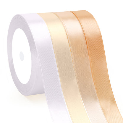 G2PLUS Cream Neutral Satin Ribbon for Gift Wrapping, 4 Rolls, 20mm x 22m 88m Total Gift Wrapping Ribbon, Ribbon for DIY Crafts, Wedding Decorations, Bows, Bouquet Wrapping