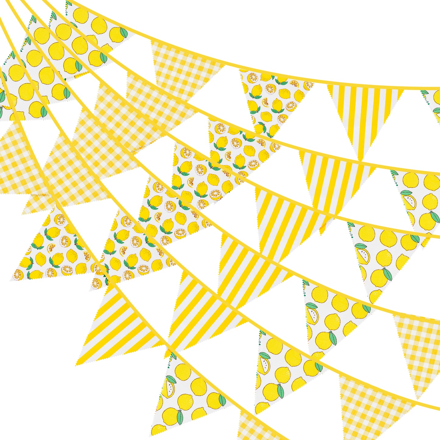 G2PLUS 39Ft Triangle Bunting Banner, 42Pcs Lemon Garland Pennant Banner, Reusable Cotton Triangle Flags Party Decoration for Summer Luau, Pool Party Decor & Beach Theme