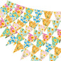 G2PLUS Floral Triangle Banner, 39Ft Pre-Strung Wildflower Paper Bunting Garland, Double Sided Pennant Banner for Tea Party, Birthday, Baby Shower, Garden, Spring Party Decorations (Yellow Narcissus)