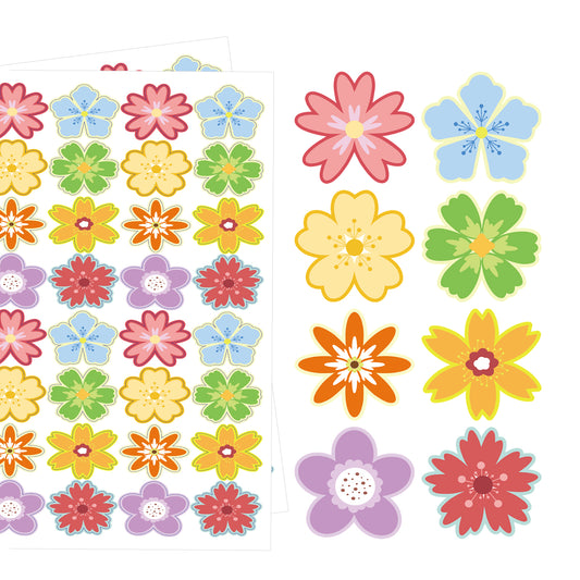 G2PLUS 600PCS Flower Stickers, 8 Styles Spring Flower Stickers, 1.5in Small Flowers Stickers for Kids, Colorful Floral Label Stickers for Envelope Seals, Cards, Award Prize Stickers for Party Favors
