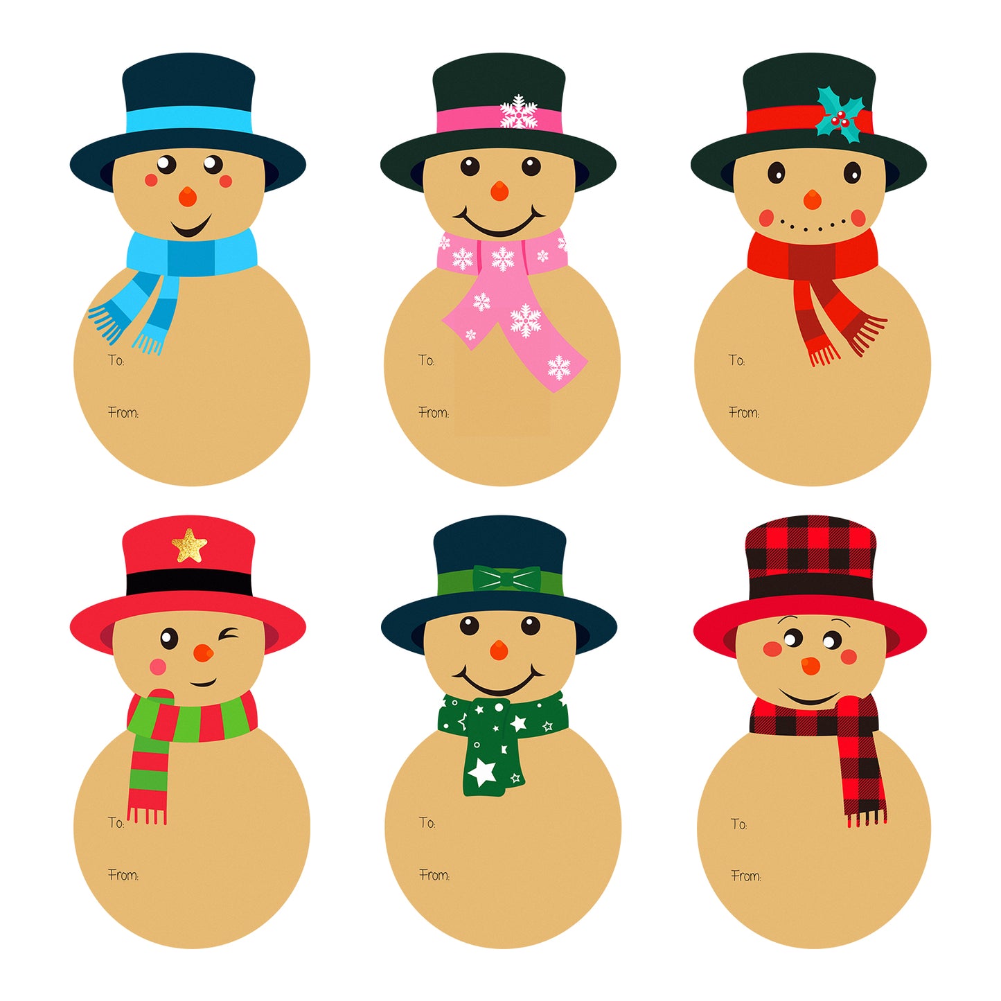 G2PLUS Snowmen Christmas Labels Stickers, 120PCS Christmas Name Labels for Presents, Brown Sticky Xmas Present Gift Labels, Self Adhesive Present Stickers for Kids Presents
