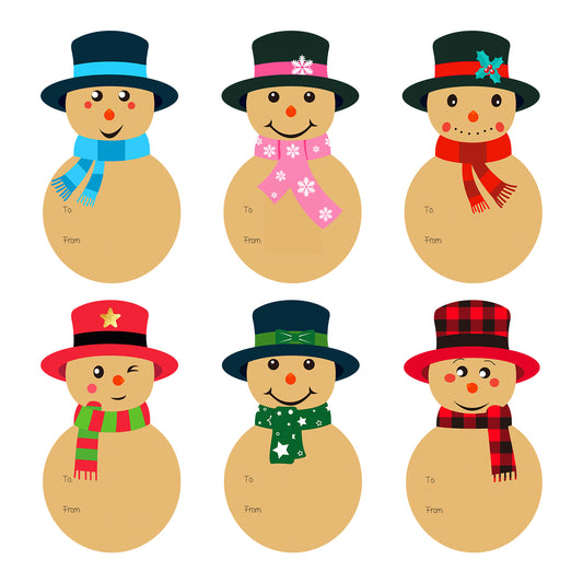 G2PLUS Snowmen Christmas Labels Stickers, 120PCS Christmas Name Labels for Presents, Brown Sticky Xmas Present Gift Labels, Self Adhesive Present Stickers for Kids Presents