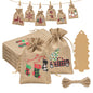 G2PLUS 24 PCS Advent Calandar Bags, 13x18cm Large Christmas Burlap Bags, Hessian Christmas Sacks, Christmas Burlap Drawstring Bags for Advent Calandar, Christmas Party Decoration
