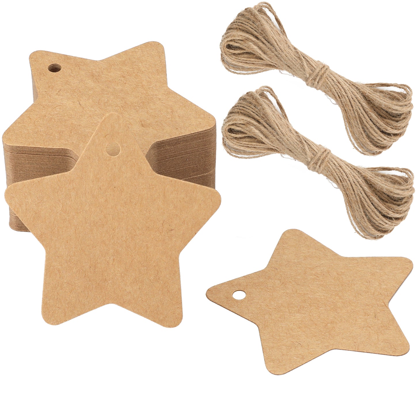 G2PLUS Brown Star Gift Tags, 100PCS Christmas Labels Tags for Presents, 6cm Star Christmas Labels Tags with String, Xmas Labels for Christmas Presents Wrapping, Christmas Ornaments