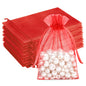 G2PLUS 25PCS Red Drawstring Organza Bags 5x7 inches - Christmas Organza Bags, Candy Gift Wrap Pouches for Christmas, Baby Shower, Wedding Party Favors