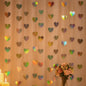 G2PLUS Iridescent Silver Heart Garlands: 12m Holographic Hanging Paper Streamers, Iridescent Party Decorations for Engagement, Wedding, Anniversary, Valentine's Day
