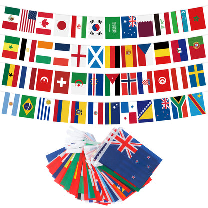 G2PLUS World Cup Football Bunting 2026, 48 Teams Flags of the World, 15m Double Sides Football Party Decor Banner for Bar Club Garden Street Decoration, 1 Pack