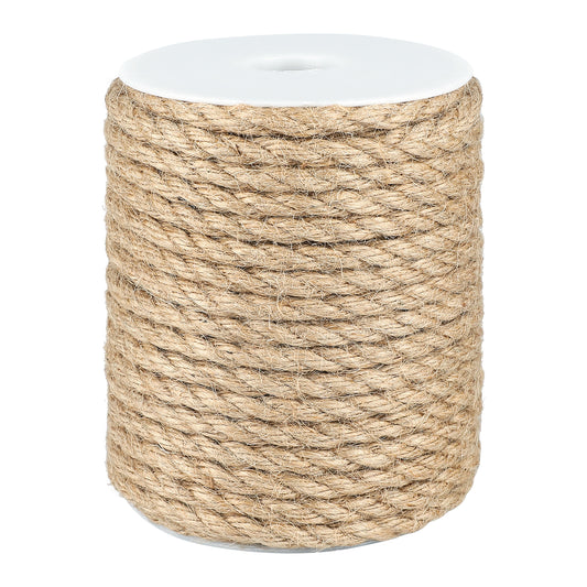 G2PLUS 8MM Thick Jute Hemp Rope 20M Natural Jute String Twine, Craft Rope for DIY Cat Scratcher, Gardening Bundling Craft Decoration