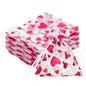 G2PLUS Heart Organza Bags, 3''x4'' Organza Gift Bags, 50PCS Drawstring Sheer Organza Gift Bags, Organza Mesh Jewelry Pouches, Candy Bags for Easter, Mother's Day, Wedding Party Favors (White Red)