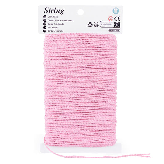 G2PLUS Pink Cotton String - 2mm 164Ft Crafts String Cotton Twine for Gift Wrapping, DIY Crafts, Decorations & Small Business Packaging