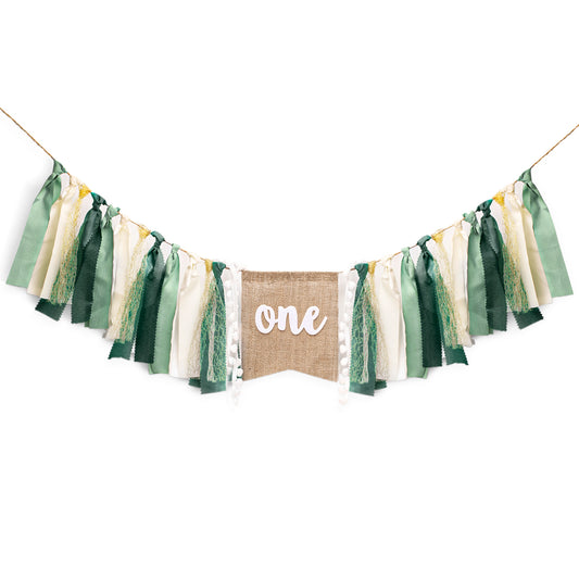 G2PLUS Wild Highchair Banner,Green 1st Birthday High Chair Banner for Baby Boys and Girls,Dining Chair Banner for Baby 1st Birthday Party,Photo Props,Baby Shower Decoration