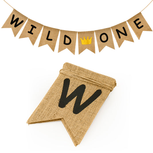 G2PLUS WILD ONE Burlap Banner for First Birthday, One Birthday Banner for Boys, 1st Birthday Burlap Banner, One Birthday Bunting for First Birthday Party