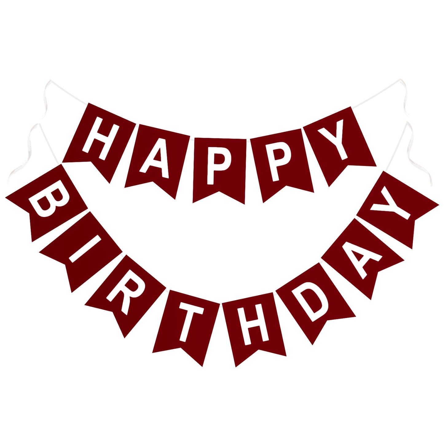 G2PLUS Pre-Strung Happy Birthday Banner Burgundy and White: 16 x 20 cm Large No-DIY Classic Birthday Banner for Elegant, Grown-up, Christmas Birthday Party Decorations