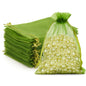 G2PLUS 25PCS Green Organza Bags 5x7 inches - Sheer Mesh Jewelry Pouches, Sage Green Organza Gift Bags with Drawstring for Candy, Jewelry, Wedding Party Favors