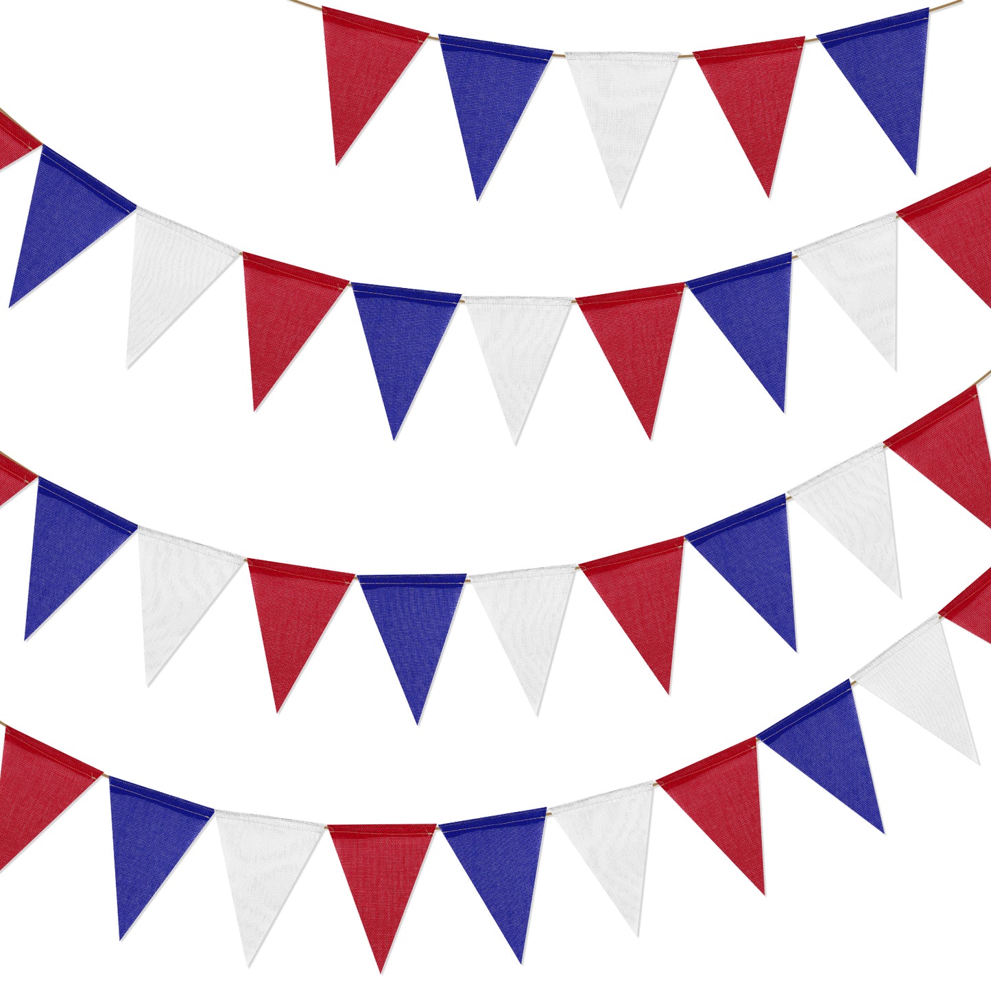 G2PLUS 39Ft Red White Blue Triangle Flag Bunting, 36Pcs Pre-Strung Burlap Pennant Banner, Patriotic Party Decorations for 4th of July, Independence, Memorial Day, Graduations, Labor Day, Graduation