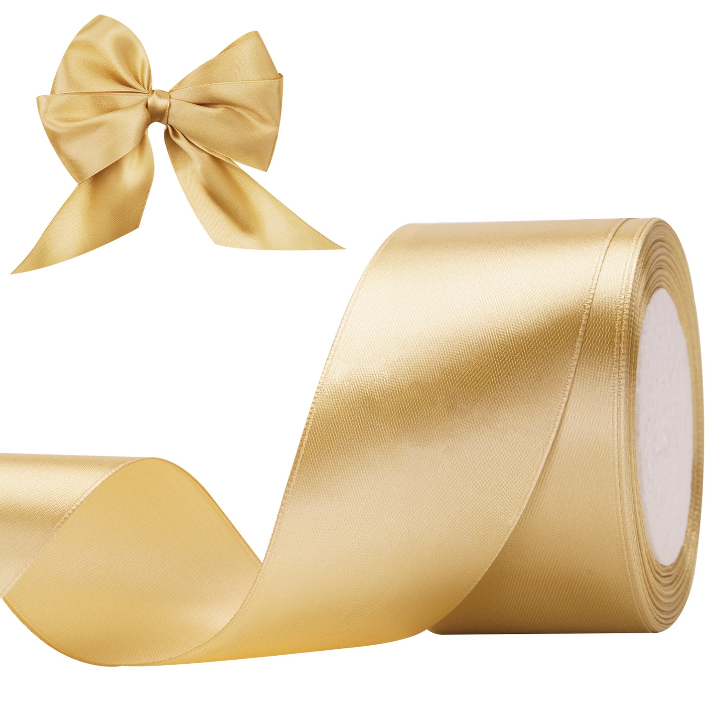 G2PLUS Gold Stain Ribbons, 50mm Gold Ribbons for Gift Wrapping, 22M Gift Wrap Ribbon, Decorative Gift Wrapping Ribbon, Wide Fabric Ribbon for Christmas, Crafting, Wedding Party Decoration