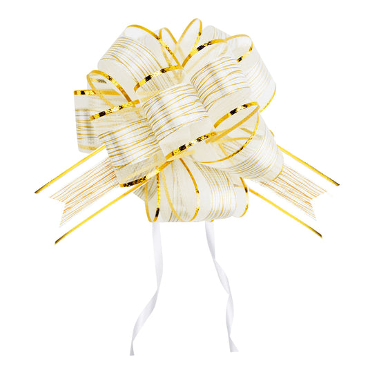 G2PLUS 12PCS White Pull Bows, 6 Inch Large Ribbon Pull Bows, Christmas Pull Bows Ribbon for Xmas Presents Wrapping, Wedding Cars, Birthday Decoration, Hampers, Christmas Wreaths, Bouquets