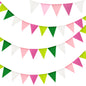 G2PLUS Pre-Strung Burlap Pennant Banners, 39Ft Pink and Green Fabric Triangle Flag Bunting, 36Pcs Pennant Banner Flags Garland for Birthday, Holidays and Theme Party Decorations