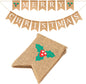 G2PLUS Merry Christmas Burlap Bunting Banner, 4.8M Burlap Christmas Banner with Holly Leaves, Vintage Merry Chirstmas Garland with 16 Flag Pennants, Rustic Hessian Bunting for Christmas Decoration