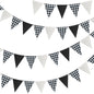 G2PLUS Black and White Checkered Banner, 32Ft Black Pennant Banner Garland, Party Decorations Triangular Bunting Garland for Xmas, Wedding, Game Day, Birthday, Graduation & Outdoor Celebrations