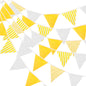 G2PLUS 12M Yellow and White Stripe Fabric Bunting - 42PCS Cloth Gingham Bunting - Cotton Stripe Banner Pennant - Large Triangle Garland Banner for Kid's Bedroom Playhouse, Easter Garden Party Decor