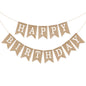 G2PLUS Happy Birthday Banners, Pre-Strung Burlap Happy Birthday Banner Sign, Rustic Happy Birthday Garland Bunting for Party Decorations, Reusable Hanging Backdrop for Cake Table