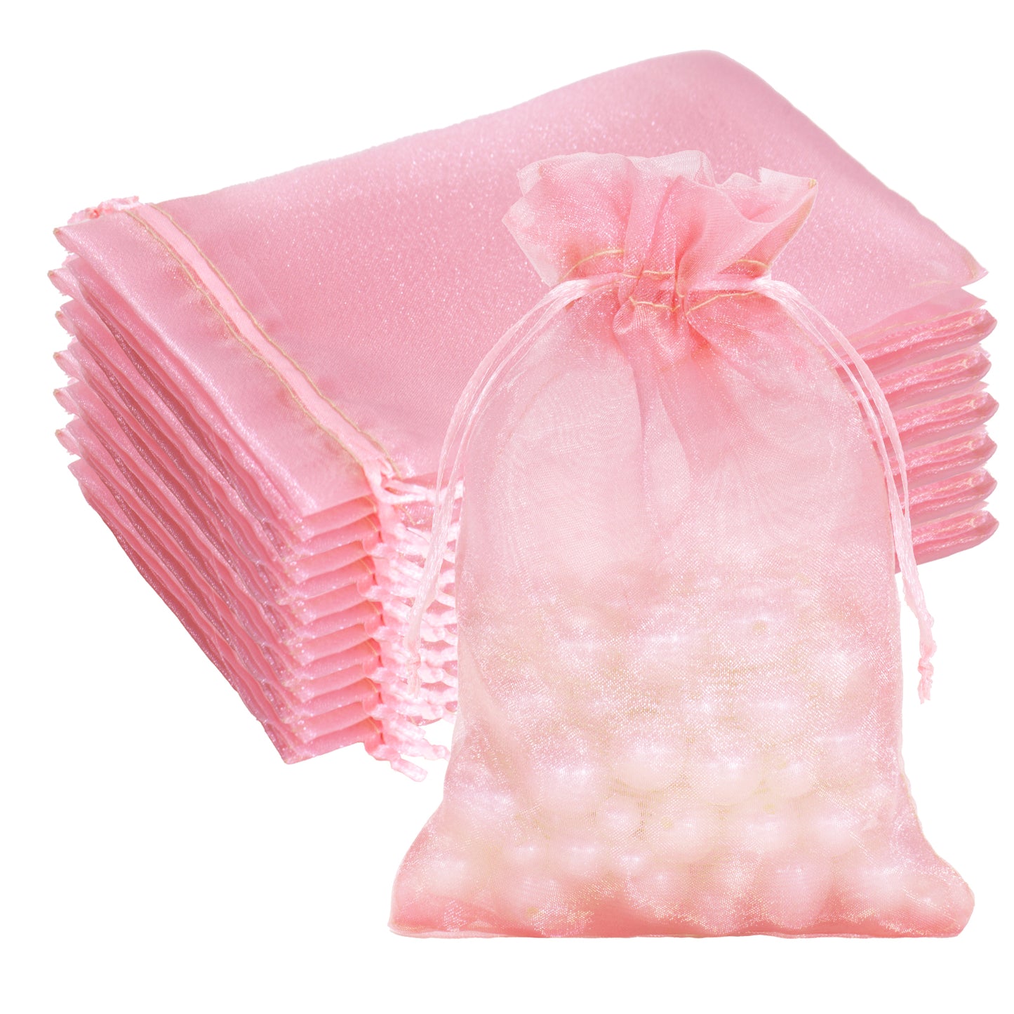 G2PLUS 30PCS Blush Pink Oragnza Bags 4x6 In - Drawstring Organza Bags, Sheer Mesh Jewelry Pouches, Candy Gift Wrap Pouches for Christmas, Birthday, Wedding Party Favors